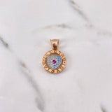 Dije Corazon BV 6.7gr / 2.7cm / Circones Fucsia Blancos Azules Dos Oros Blanco Rosa 18K $