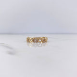 Anillo Corazones 2.35gr / T7 3/4 / Circones Blancos Oro Amarillo 18K $