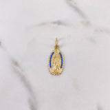 Dije Virgen Guadalupe 2.15gr / 2.9cm / Circones Azules Oro Amarillo 18K $