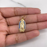 Dije Virgen Guadalupe 2.15gr / 2.9cm / Circones Azules Oro Amarillo 18K $