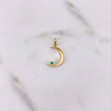 Dije Luna 0.65gr / 2.1cm / Esmeralda 7 Pts Oro Amarillo 18K (Joya) &