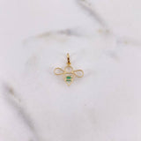 Dije Abeja 0.6gr / 1.9cm / Esmeralda 7 Pts Oro Amarillo 18K (Joya) &