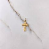 Dije Cruz Cristo 0.8gr / 2.5cm / San Benito Oro Amarillo $