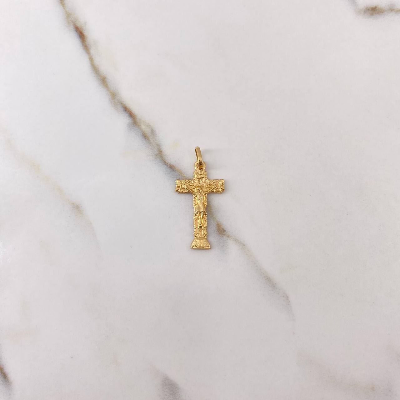 Dije Cruz Cristo 2gr / 3cm / Rustica Oro Amarillo $