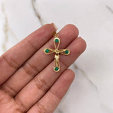 Dije Cruz Cristo 0.8gr / 3cm / Circones Verdes Oro Amarillo $