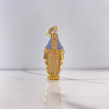 Dije Virgen Milagrosa 7.15gr / 5cm / Circones Celestes Blancos Dos Oros Amarillo Blanco $