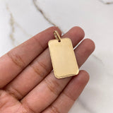 Dije Placa Rectangular 3.3gr / 3.5cm / 28mm-17mm Bordes Diamantados Oro Amarillo $