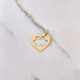 Dije Set Corazon Pareja 2.65gr / 2.5cm / Rompecabezas Liso Oro Amarillo $