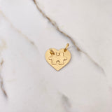 Dije Set Corazon Pareja 2.65gr / 2.5cm / Rompecabezas Liso Oro Amarillo $