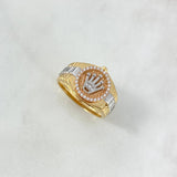 Anillo Cinturon Corona 6.15gr / T6 / Circones Blancos Tres Oros $