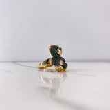 Anillo Oso 7.45gr / T8 / Circones Verdes Negros Oro Amarillo $