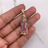 Dije Virgen De Guadalupe 5.45gr / 4.2cm / Circones Verdes Fucsias Oro Rosa $