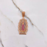 Dije Virgen De Guadalupe 7.85gr / 2.8cm / Circones Azules Fucsias Blancos Oro Amarillo $