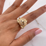 Anillo Oso 6.15gr / T8 / Circones Blancos Negros Oro Amarillo $