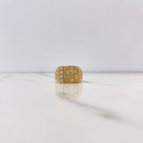 Anillo Sello Cruz Gotica  6.15gr / T11 / Circones Blancos Oro Amarillo$