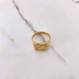 Anillo Sello Cruz Gotica  6.15gr / T11 / Circones Blancos Oro Amarillo$