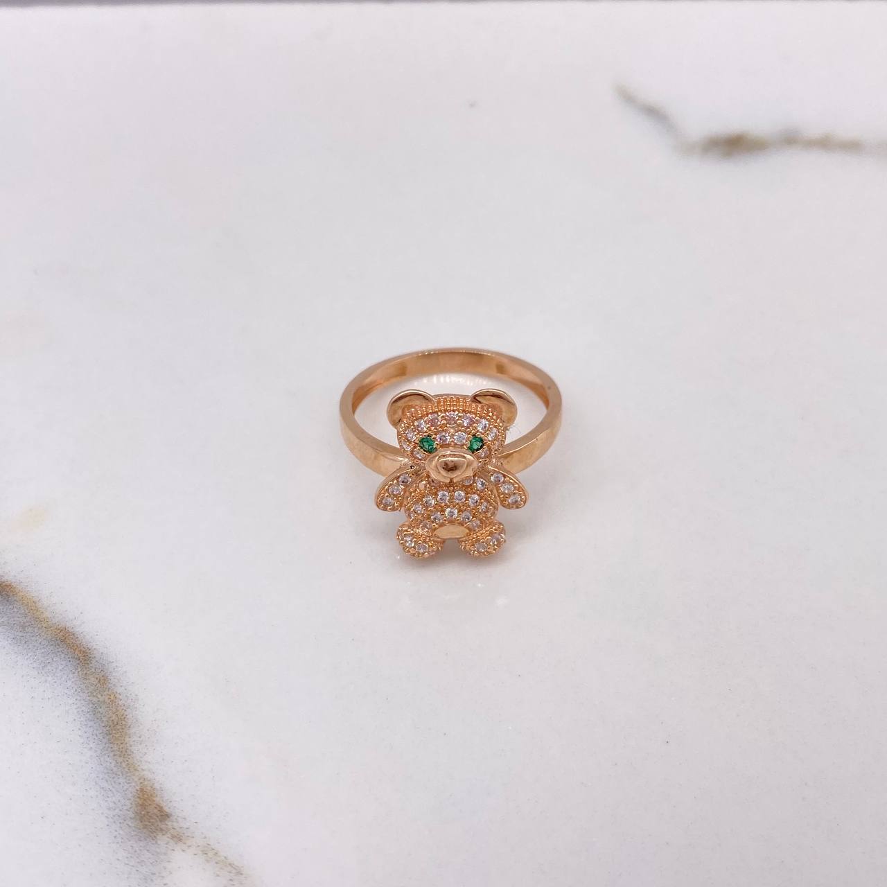 Anillo Oso 3.6gr / T7 / Circones Blancos Verdes Oro Rosa $