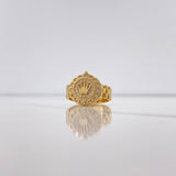 Anillo Correa Corona RX 5.85gr / T7 3/4 / Circones Blancos Oro Amarillo $