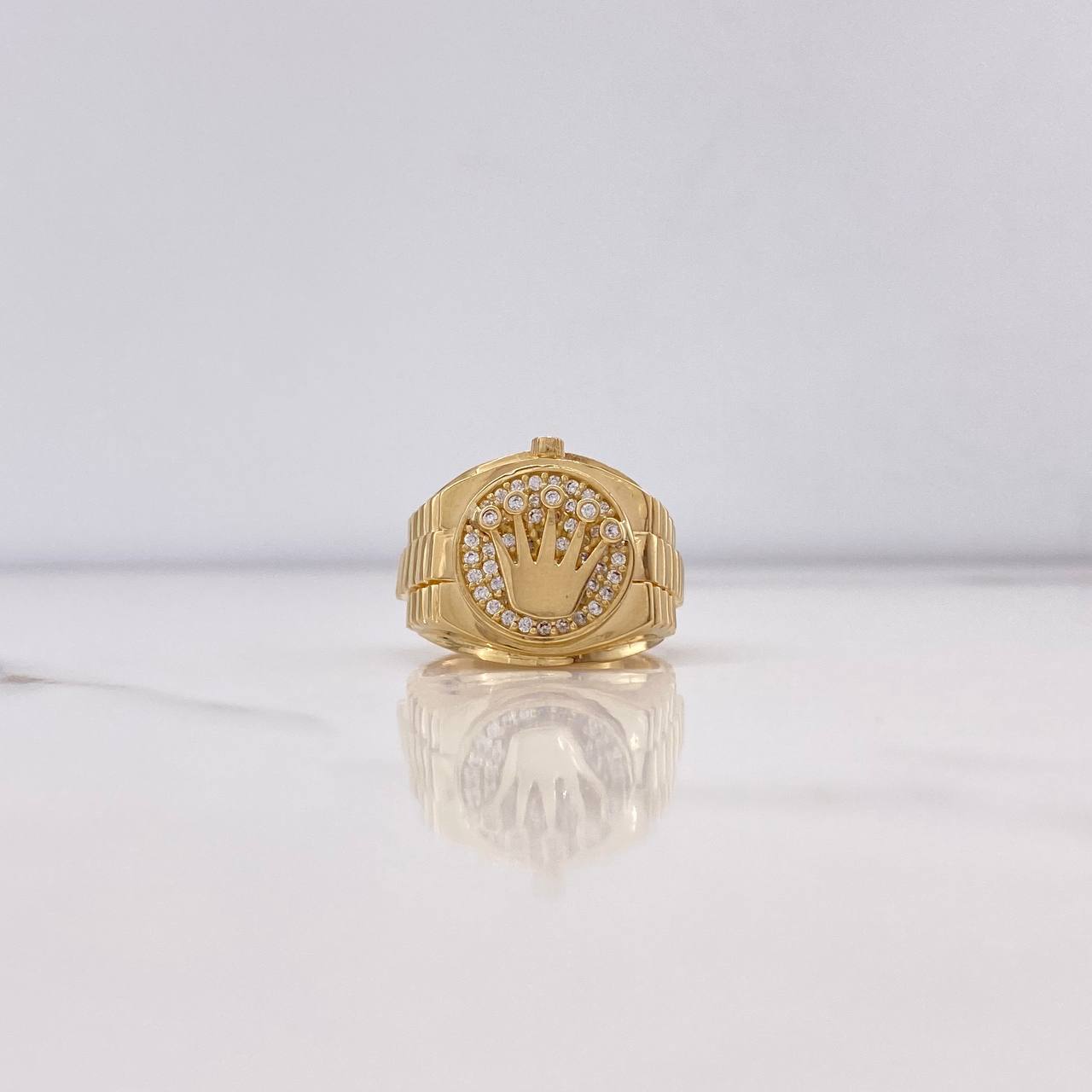 Anillo Correa Corona RX 6.6gr / T6 / Circones Blancos Oro Amarillo $