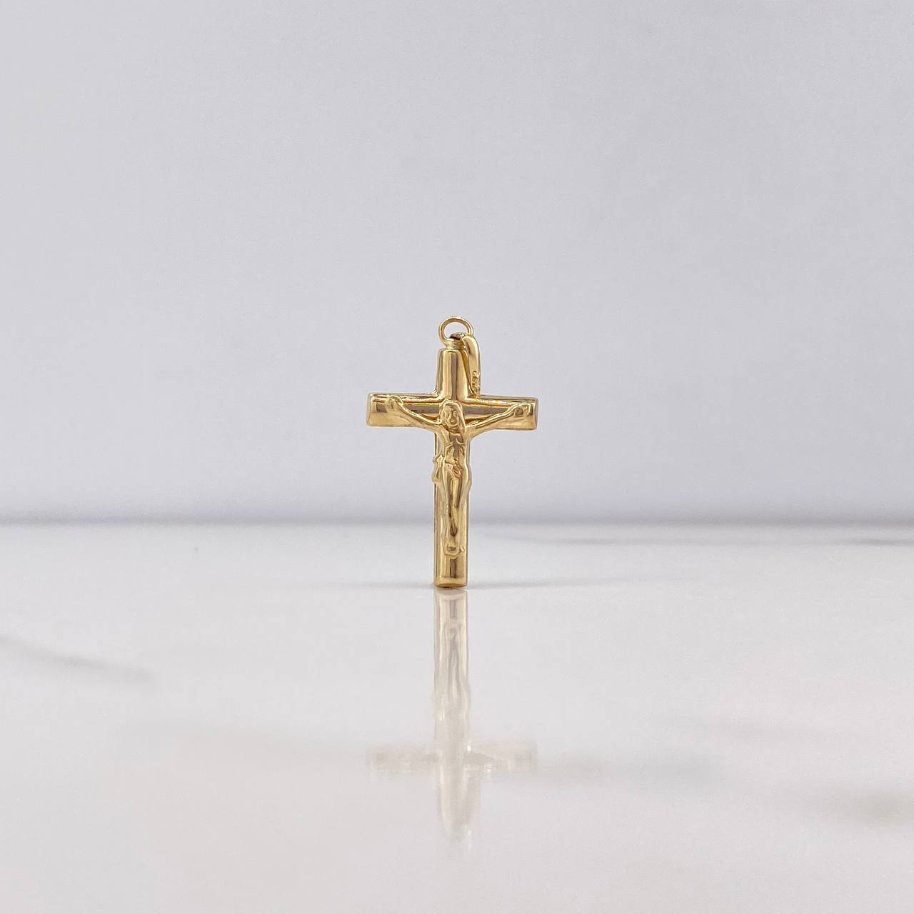 Dije Cruz Cristo 1gr / 3cm / Baston Liso Oro Amarillo $