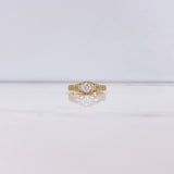 Anillo Solitario Flor 2.6gr / T4 3/4 / Circones Blancos Oro Amarillo &