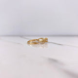 Anillo Solitario Hojas 2.05gr / T6 1/2 / Circones Blancos Oro Amarillo &