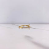 Anillo Solitario Lineas Invertidas 1.55gr / T6 1/2 / Circones Blancos Oro Amarillo &