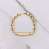 Pulso Bebé GC 2.2gr / 13cm / 4mm Placa Rectangular Lisa Oro Amarillo $