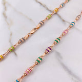 Cadena Rustica 14.4gr / 60cm / Cauchos Colores Oro Rosa $