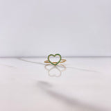 Anillo Silueta Corazon 1.45gr / T7 / Circones Verdes Blancos Oro Amarillo $