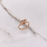 Anillo Oso 2.35gr / T6 3/4 / Circones Negros Blancos Oro Rosa $