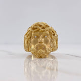 Anillo Rostro Cristo 13.15gr / T11 1/4 / Circones Blancos Oro Amarillo $