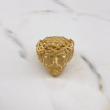 Anillo Rostro Cristo 13.15gr / T11 1/4 / Circones Blancos Oro Amarillo $