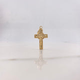 Dije Cruz 0.75gr / 2.5cm / Cisto Virgen Maria Oro Amarillo $