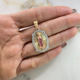 Dije Virgen Guadalupe 6.35gr / 3.5cm / Circones Blancos Fucsia Verde Dos Oros Amarillo Blanco &