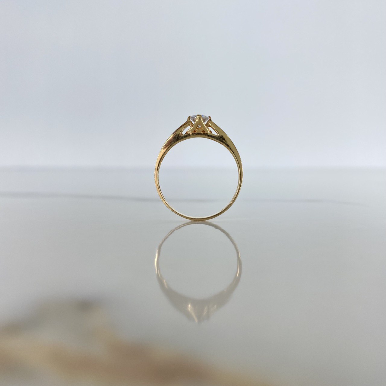 Anillo Arco 1.75gr / T6 1/2 / Solitario Circon Blanco Oro Amarillo &