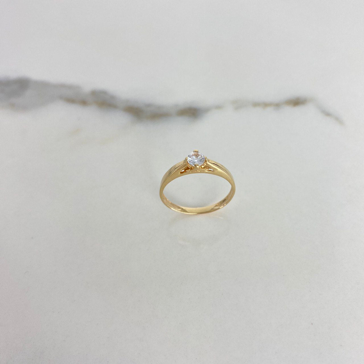 Anillo Arco 1.75gr / T6 1/2 / Solitario Circon Blanco Oro Amarillo &