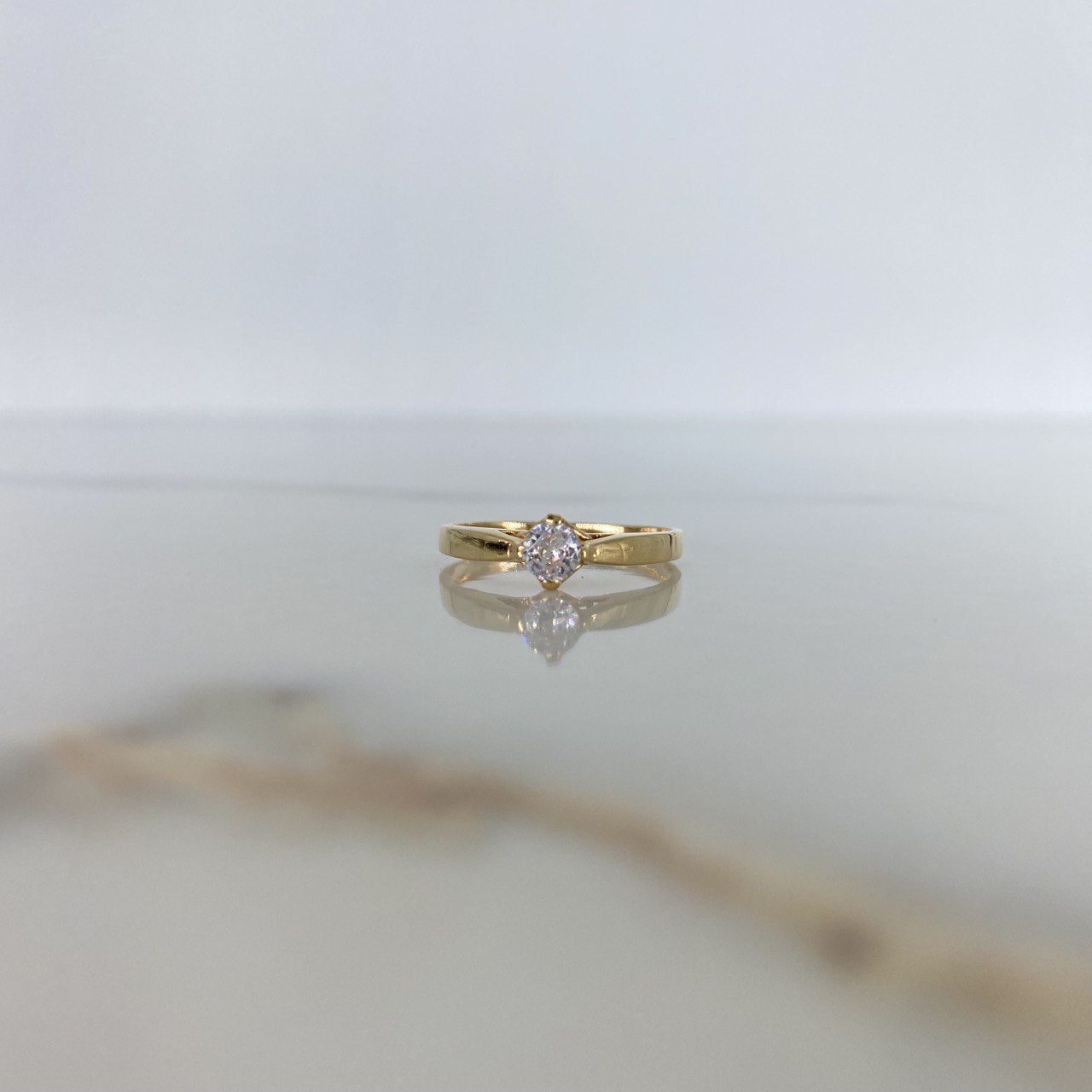 Anillo Arco 1.75gr / T6 1/2 / Solitario Circon Blanco Oro Amarillo &