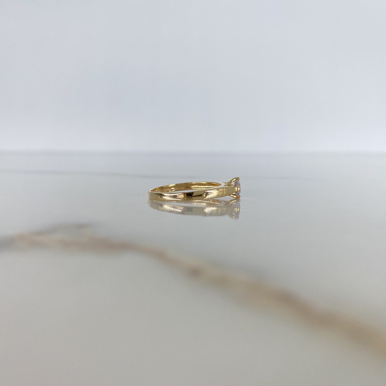 Anillo Arco 1.75gr / T6 1/2 / Solitario Circon Blanco Oro Amarillo &