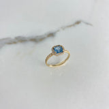 Anillo Solitario Halo 3.25gr / T8 1/4 / Circones Blancos Azul Oro Amarillo