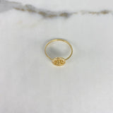 Anillo Circulo Flor 1.4gr / T7 3/4 / Circones Blancos Oro Amarillo &