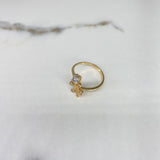 Anillo Solitario Flor 2.7gr / T6 1/4 / Circones Blancos Oro Amarillo &