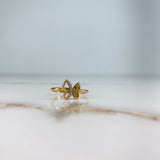 Anillo Mariposa 1.6gr / T7 1/4 / Circones Blancos Oro Amarillo &