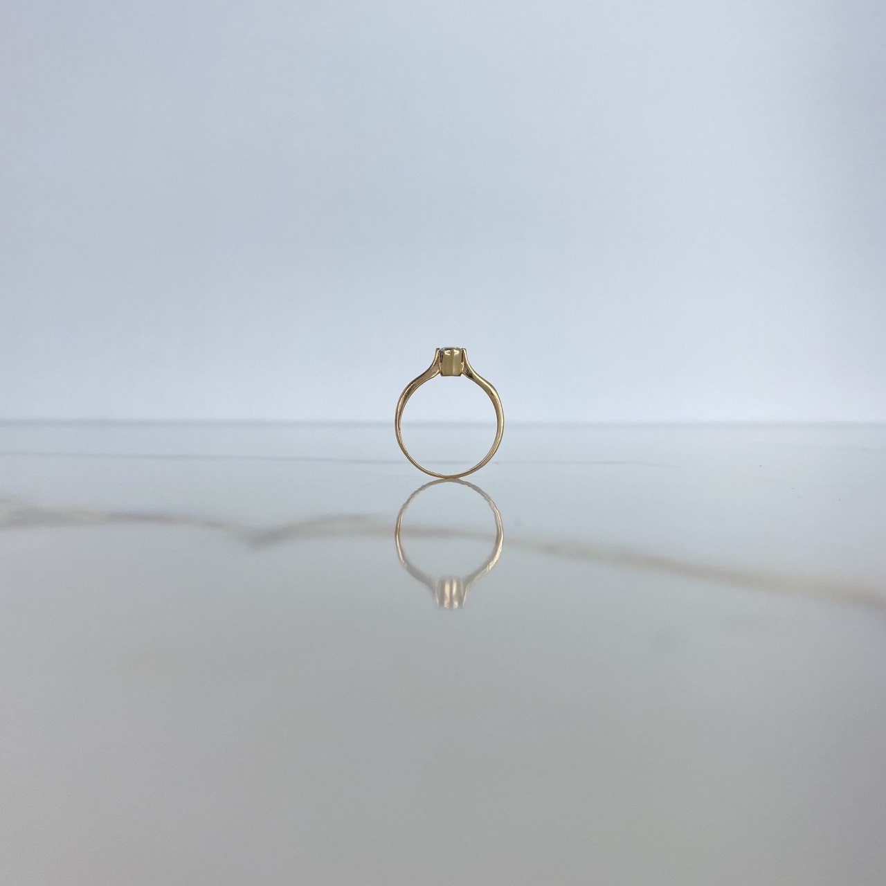 Anillo Solitario 1.85gr / T6 / Barril Circon Blanco Oro Amarillo &