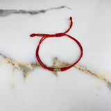 Pulsera Tejida Roja 0.15gr / 3mm Bolas Lisas Oro Amarillo &