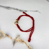 Pulsera Tejida Roja Argollas Tornillos 1.4gr / Oro Amarillo &