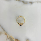 Anillo Flor Driada Corona 3.2gr / T6 3/4 / Circones Negros Blancos Oro Amarillo &