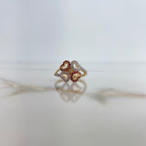 Anillo Cuatro Corazones 3.2gr / T6 3/4 / Circones Blancos Fucsia Dos Oros Amarillo Blanco &