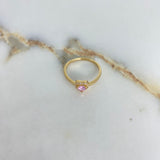 Anillo Solitario Corazon 2gr / T7 1/4 / Circon Rosado Blancos Oro Amarillo &