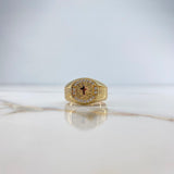 Anillo Sello Cruz 11.25gr / T12 3/4 / Circones Blancos Dos Oros Amarillo Rosa &